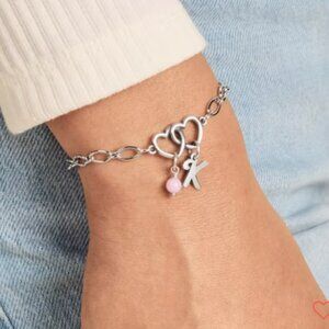 Two Hearts Together Charm Bracelet